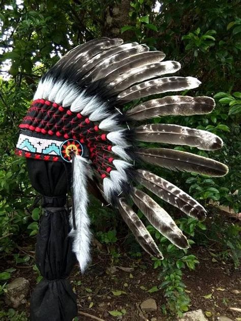 Real Turkey Feather Headdress Indian Headdress Replica Etsy Native