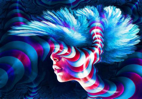 Abstract Fractal Girl In Red And Blue Digital Art By Michael Novik