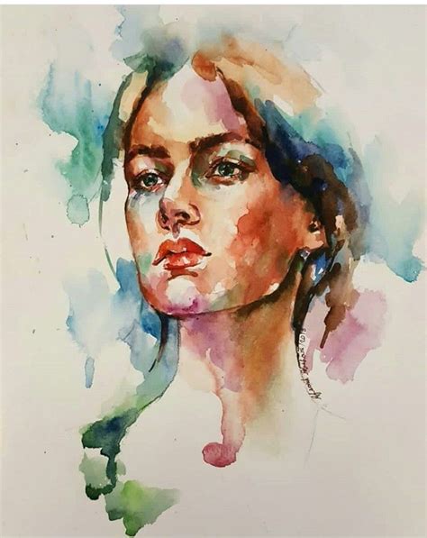 Pin By Estrella Damian Salda A On Acuarela Chicas Watercolor Portrait Painting Portrait