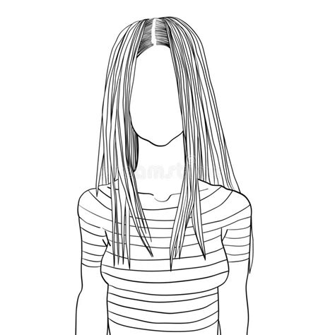 Long Hair Middle Part Girl Avatar Stock Vector Illustration Of