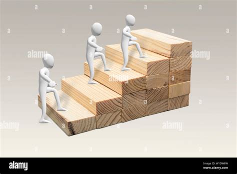 Human Figures Climbing The Stairs Ladder Career Path Concept For