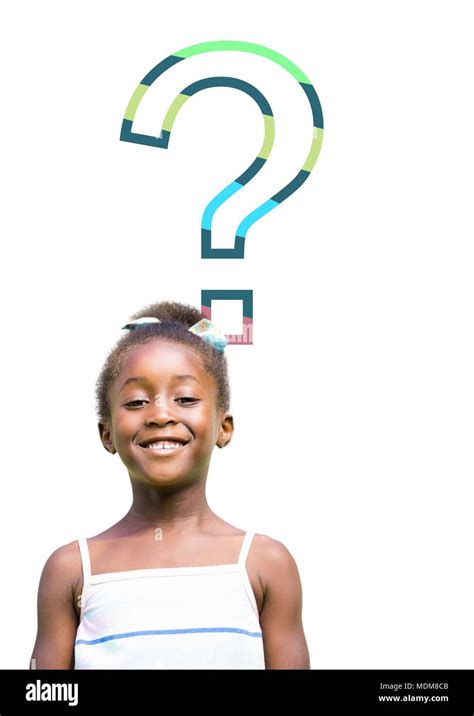 Kid Girl With Colorful Question Mark Stock Photo Alamy