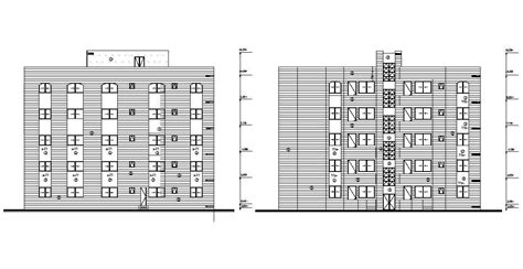 D Cad Drawing Apartment Facade Elevation Autocad Dwg File Cadbull My