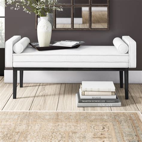 Greyleigh Pineville Upholstered End Of Bed Bench In Natural White