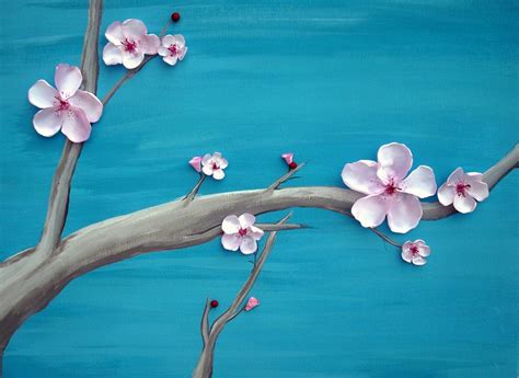 3d Wall Art Cherry Blossom Decor Cherry Blossom Painting Cherry
