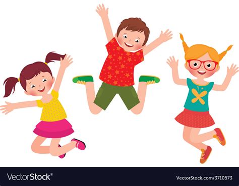 Happy Children Jumping Isolated On White Backgroun