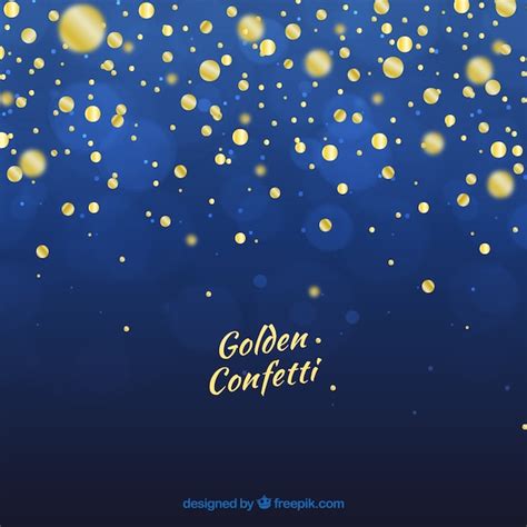 Free Vector Golden Confetti With Blue Background