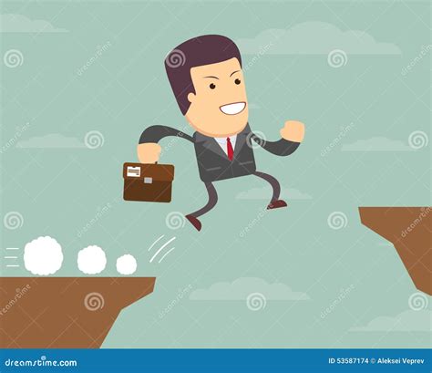 Businessman Jump Through The Gap Stock Vector Illustration Of Rock