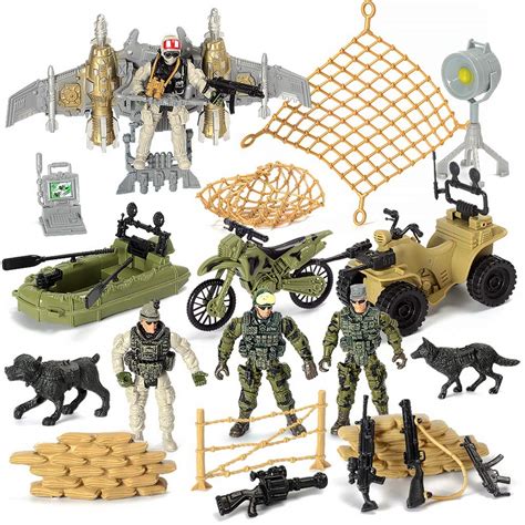 Us Army Men Action Figures Play Set Toy Soldier Military Weapon Boat