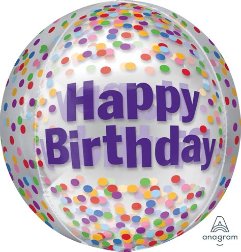 Happy Birthday Funfetti Clear Confetti Orbz Balloons Vancouver Jc