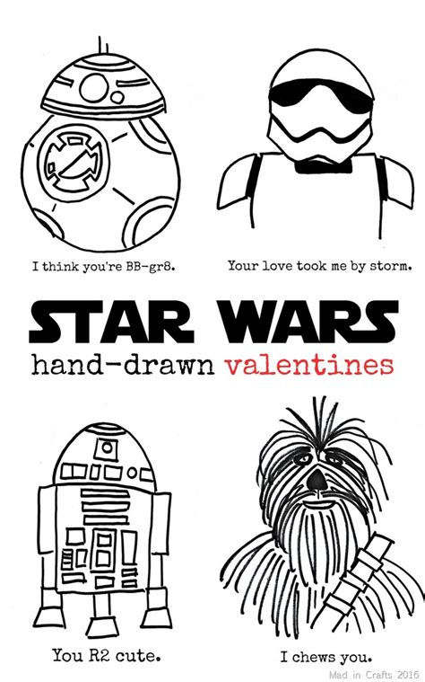 Your child's imagination will unite them with the characters like anakin skywalker, darth vader, luke skywalker, padme amidala, yoda, princess leia organa, darth maul, han solo and chewbacca and more. Online Finds: Free Hand-Drawn Star Wars Valentine's Day ...