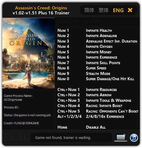 Assassins Creed Origins Trainer 16 V151 Fling Download