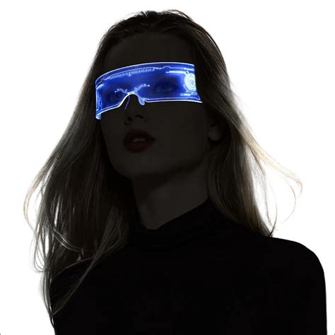 led light up glasses futuristic cyberpunk with 7 colors and 4 modes rechargeable goggle punk