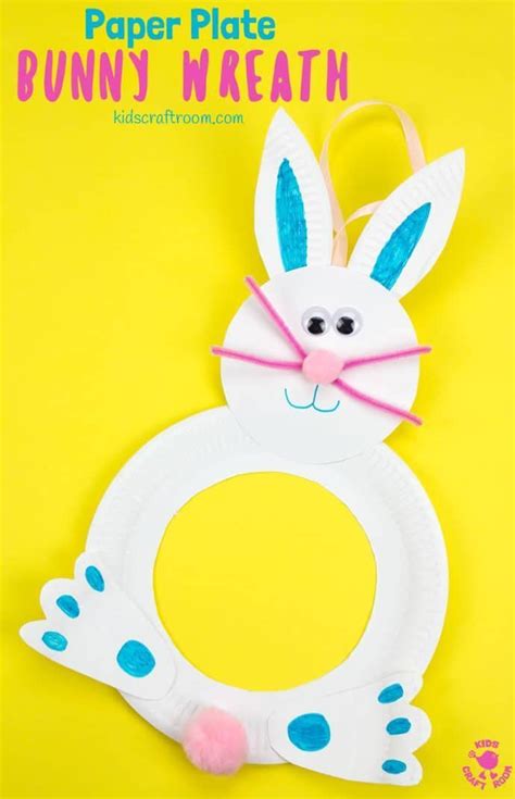 Paper Plate Bunny Wreath Bunny Crafts Spring Crafts For Kids Paper