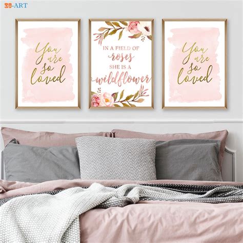 Blush Gold Watercolor Canvas Painting Light Pink Nursery