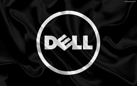 Download Wallpapers Dell Black Silk Background Dell Logo Emblem