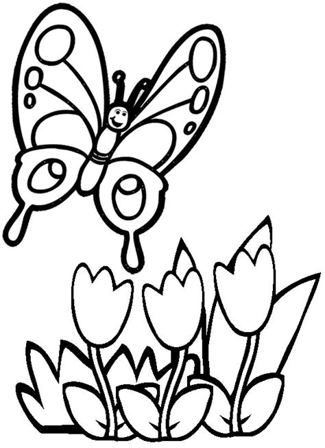 Simple Butterfly and Flower Coloring Page from Sanaz - Mitraland