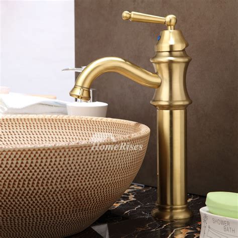 You can't use a traditional sink faucet. Gold Bathroom Faucet Vessel Single Handle Polished Brass ...