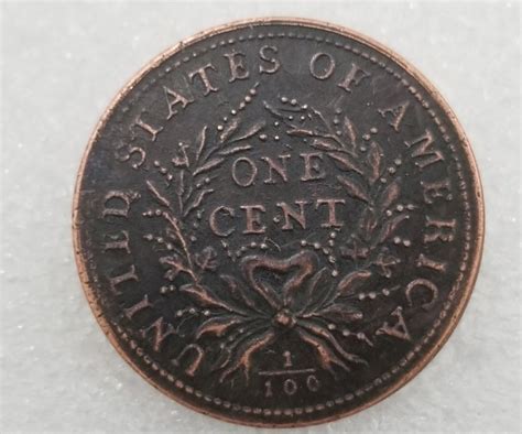 Us Coin 1793 Flowing Hair Strawberry Leaf One Cent Copper Copy Coin