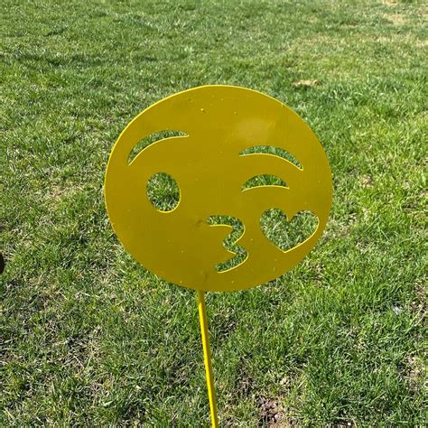 Blowing A Kiss Emoji Garden Yard Stake Garden Stake — Smfx Metal Art