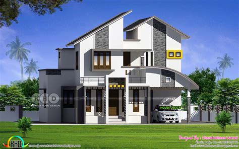 1493 Square Feet Small Double Storied Mixed Roof Home Kerala Home