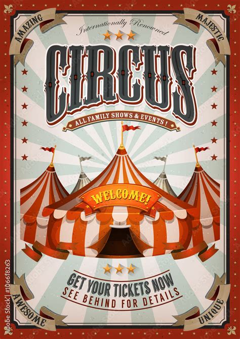 Vintage Circus Poster With Big Top Stock Vector Adobe Stock
