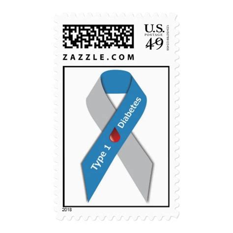 Type 1 Diabetes Awareness Ribbon Stamps