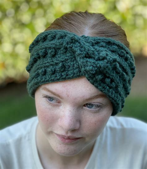 Handmade Crochet Women S Bobble Twisted Headband Ear Etsy