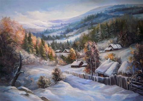 Tablou De Iarna Argintie 100x70 Cm Prezentare Winter Painting