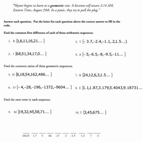 A geometric sequence is similar to an arithmetic sequence, but it works by multiplication or division. Arithmetic and Geometric Sequences Worksheet Pdf ...