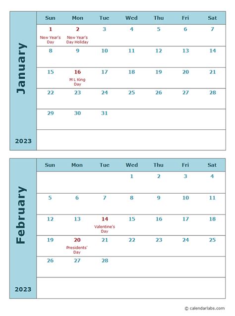 Calendar Template Two Months Per Page Free Printable Templates