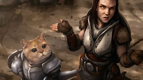 Wallpaper Cat Video Games The Elder Scrolls V Skyrim Mythology