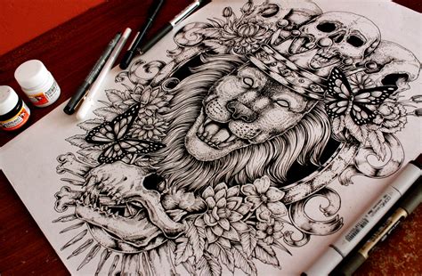 867x1024 candy skull drawing flower skull drawing tumblr images about. Lion Back Tattoo by EG-TheFreak on DeviantArt