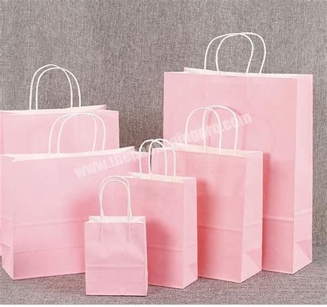 Promotional Biodegradable Custom Pink Kraft Paper Bag For Food