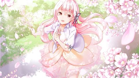 Download 1920x1080 Anime Girl Sakura Blossom Pink Hair Wallpapers For
