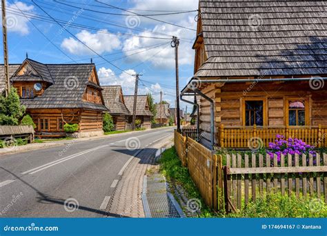 Wooden Houses In Chocholow Village By Krakow Poland Stock Image Image Of Zakopane Street