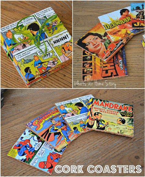 Diy Cork Coasters Whats Ur Home Story Cork Diy Comic Book Crafts Diy Coasters