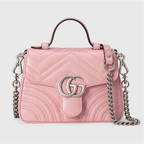 Gg Marmont Mini Top Handle Bag In Pastel Pink Leather Gucci® U Gg Marmont Mini Top Handle