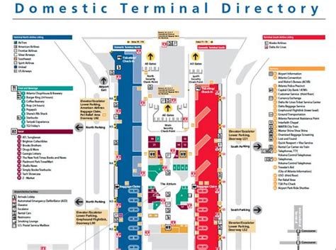 Airport map, go to footer note. Map of Domestic Terminal at ATL airport. Connect to MARTA ...