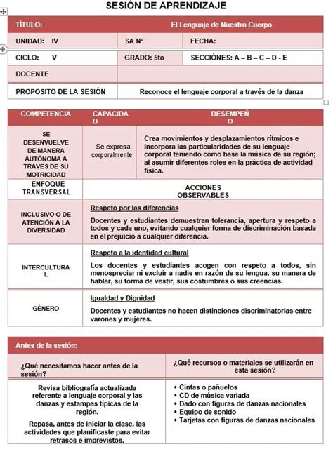 Modelo De Sesión De Aprendizaje 2020 Materiales Didacticos