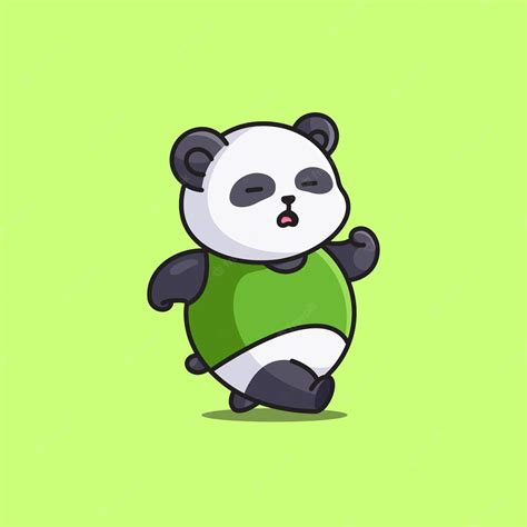 Premium Vector Cute Cartoon Fat Panda Jogging Running Sport Vector