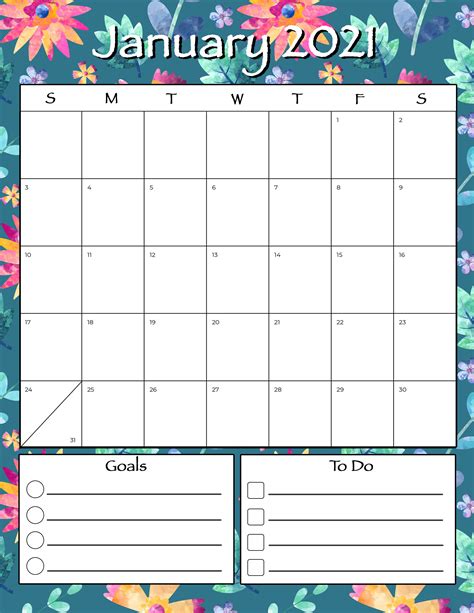 Blank Calendars 2021 Printable