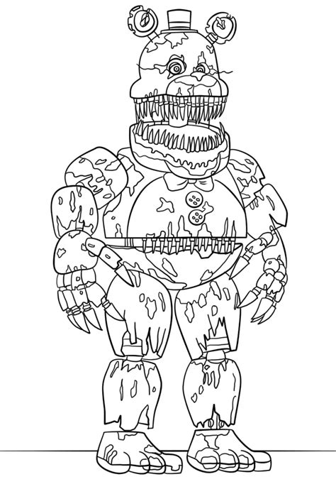 Nightmare Fredbear Scary Fnaf Coloring Pages Coloring Cool