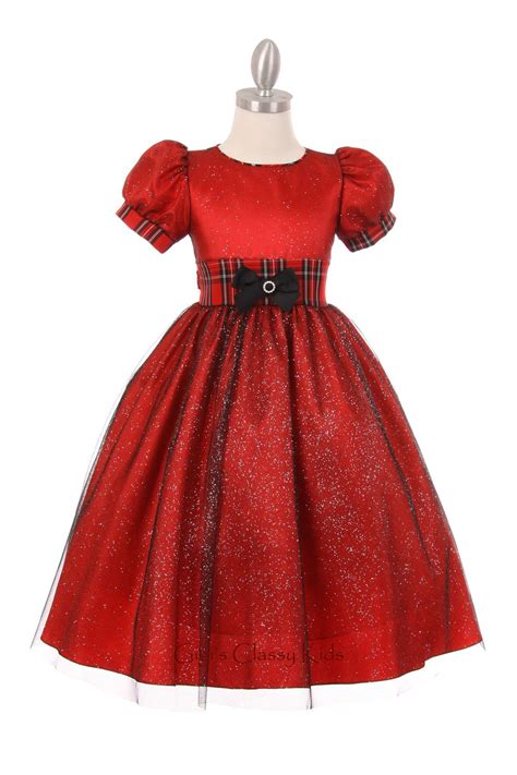 Beautiful Red Taffeta And Tulle Dress Special For The Holidays Girls