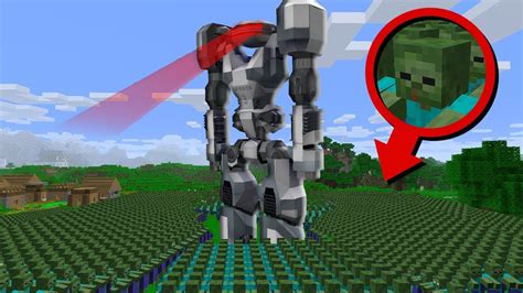 Giant Robot Titan Vs 1000 Zombie Army In Minecraft Noob Vs Pro Youtube
