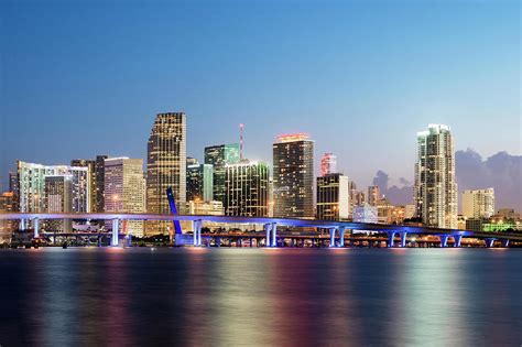 Downtown Miami Skyline At Dusk By Raimund Koch