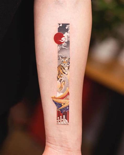 Rectangular Tattoos Contain Tiny Delicate Paintings Inspired By Chinese