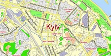 Kiev PDF Map Ukraine English City Plan Low Detailed editable Adobe PDF ...