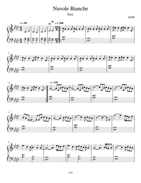 If you are looking for piano sheet music very easy you've come to the right place. Nuvole Bianche easy sheet music for Piano download free in PDF or MIDI