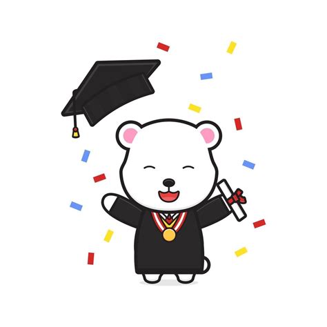 Cute Bear Celebrate On Graduation Day Cartoon Icon Illustration 3143327